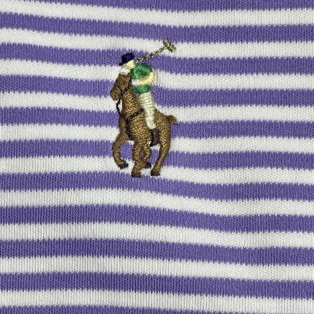Polo Ralph Lauren Classic Fit Men's Large Purple White Stripe Flesh Pony
